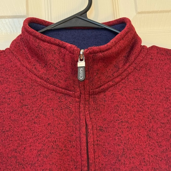 Chaps Men's Deep Red Zip-Up Sweater Size L - Picture 3 of 7